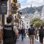 Ecuador travel security with police presence during the 2026 state of emergency and curfew.