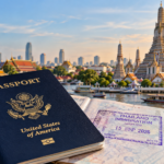 U.S. passport with Thai immigration stamp representing Thailand's new 30-day visa-free entry rules